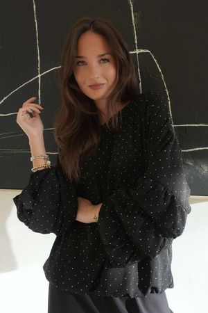 Stella Micro Stud Ruffle Blouse Black